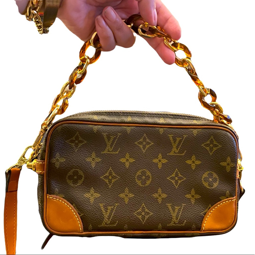**SOLD**Auth Louis Vuitton Monogram Marly Dragonne PM Clutch/converted Crossbody